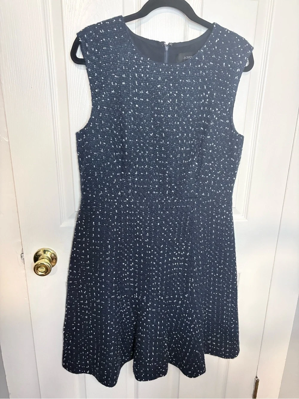 J.Crew Navy Speckled Bouclé Sleeveless Fit & Flare Dress Size 12